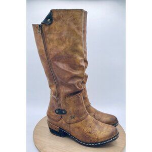 Rieker Boots Womens 8 38 Brown Vegan Leather Knee High Riding